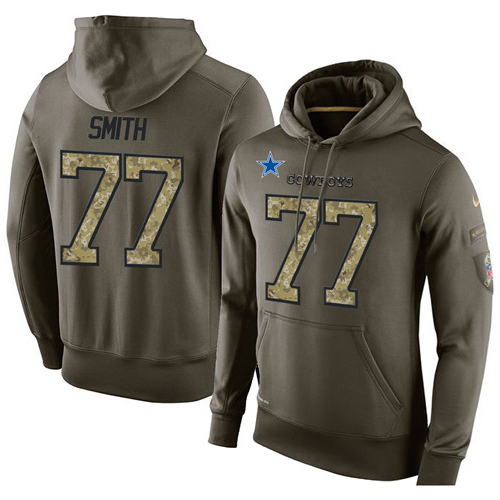 NFL Nike Dallas Cowboys #77 Tyron Smith Green Salute To Service Men's Pullover Hoodie